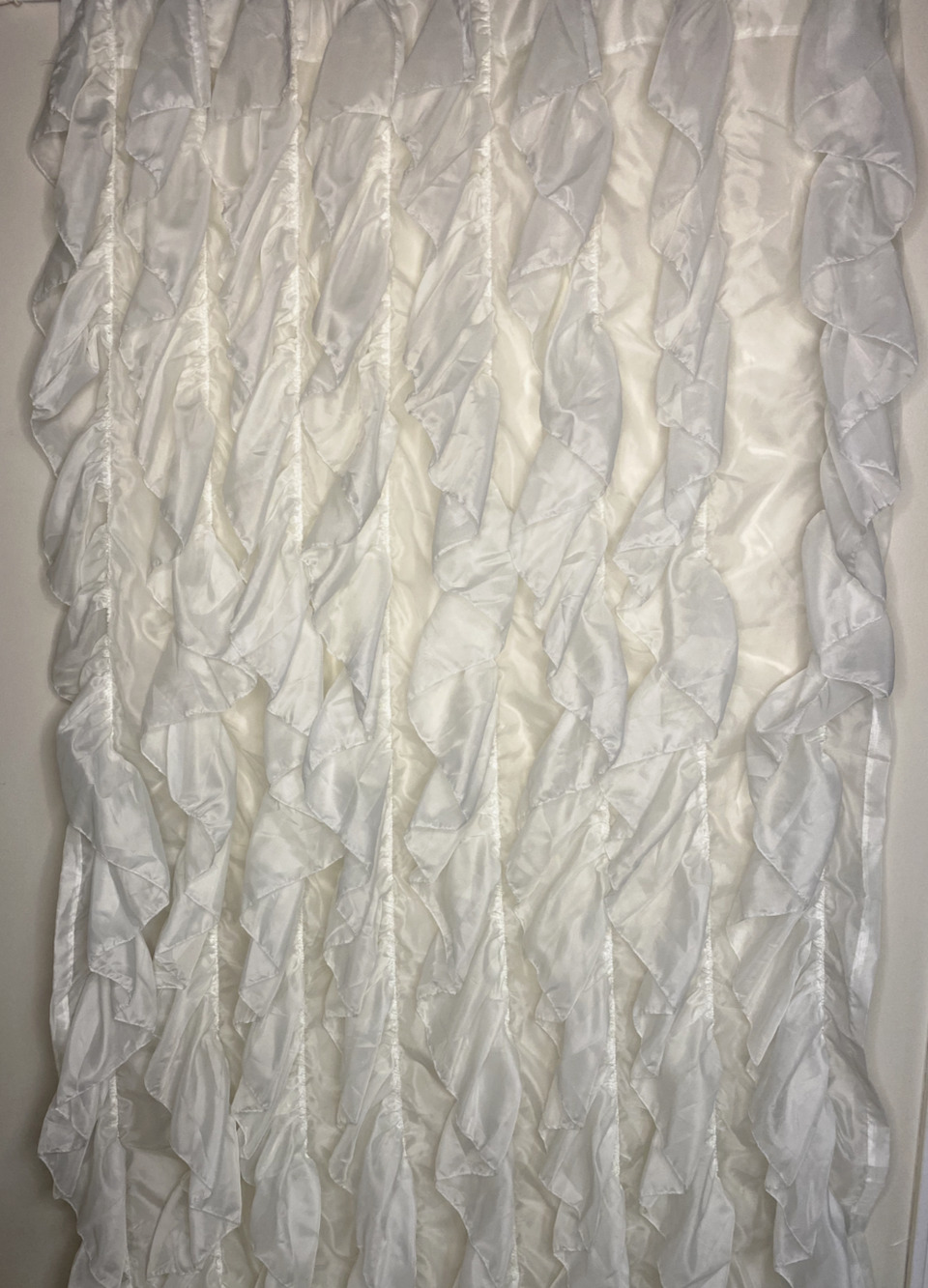 Sheer White Vertical Ruffled Window Curtain Panel 50 x 84"